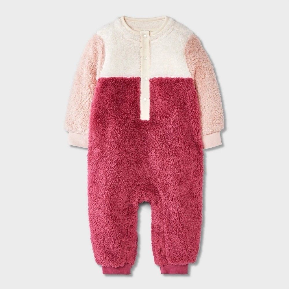 Baby Faux Shearling Fleece Colorblock Romper / Sleeper Size 12 months NWT